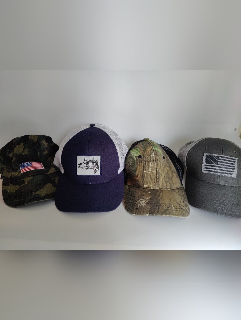 Mixed Lot of 4 Outdoor Themed Hats Adult One Size Adjustable Hunting Fishing